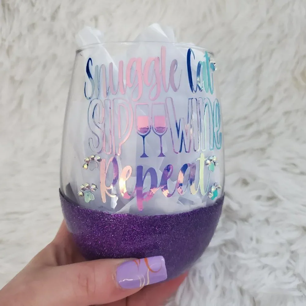Cat Mom Wine Glass, Fur Mama Tumbler, Gift For Cat Lovers